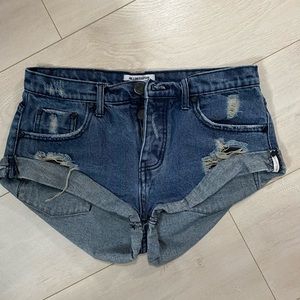 One Teaspoon navy blue ripped bandit shorts size26